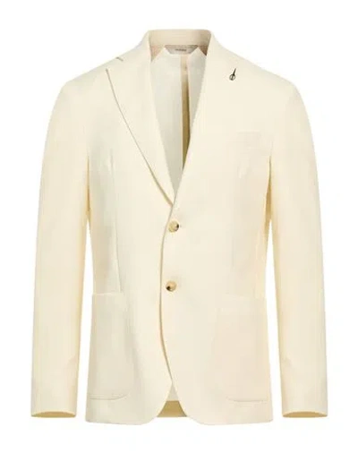 Paoloni Man Blazer Ivory Size 50 Virgin Wool In Neutral