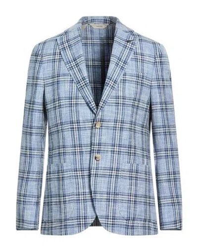 Paoloni Man Blazer Light Blue Size 44 Cotton, Linen, Virgin Wool