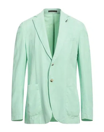 Paoloni Man Blazer Light Green Size 44 Lyocell, Linen, Cotton