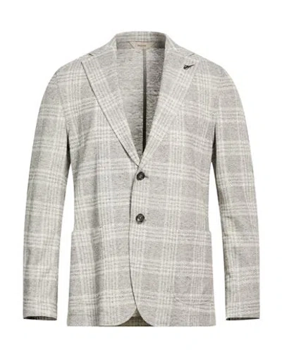 Paoloni Man Blazer Light Grey Size 42 Linen, Cotton, Polyester In Gray
