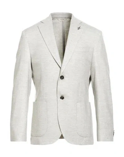 Paoloni Man Blazer Light Grey Size 42 Wool, Viscose, Polyester, Elastane In Gray