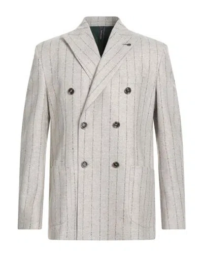 Paoloni Man Blazer Light Grey Size 44 Virgin Wool, Cashmere, Polyamide In Gray