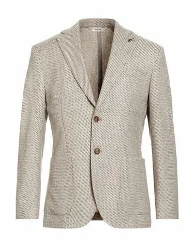 Paoloni Man Blazer Light Grey Size 44 Virgin Wool, Cotton, Cashmere, Elastane In Neutral
