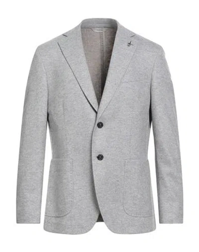 Paoloni Man Blazer Light Grey Size 44 Virgin Wool, Polyamide, Cashmere In Gray