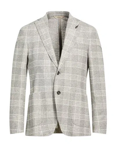 Paoloni Man Blazer Light Grey Size 46 Linen, Cotton, Polyester In Gray