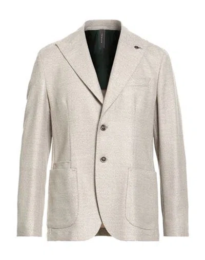 Paoloni Man Blazer Light Grey Size 46 Virgin Wool, Elastane In Brown