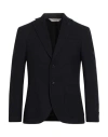 Paoloni Man Blazer Midnight Blue Size 40 Virgin Wool, Cotton In Black