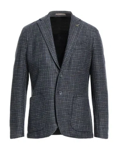 Paoloni Man Blazer Midnight Blue Size 40 Wool, Polyamide, Cotton, Linen