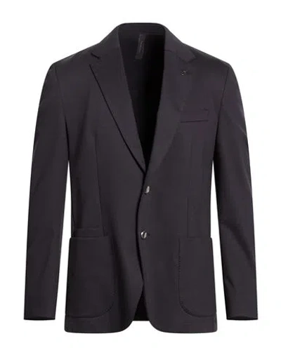 Paoloni Man Blazer Midnight Blue Size 42 Cotton, Polyamide, Elastane In Brown