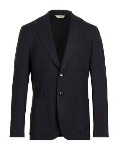 Paoloni Man Blazer Midnight Blue Size 42 Virgin Wool In Black