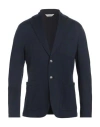 Paoloni Man Blazer Midnight Blue Size 42 Wool, Cotton, Elastane In Blue