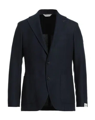 Paoloni Man Blazer Midnight Blue Size 44 Cotton, Polyester, Virgin Wool