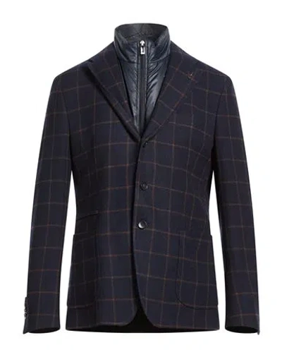 Paoloni Man Blazer Midnight Blue Size 44 Cotton, Virgin Wool, Cashmere