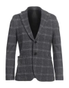 Paoloni Man Blazer Midnight Blue Size 46 Cotton, Elastane In Gray
