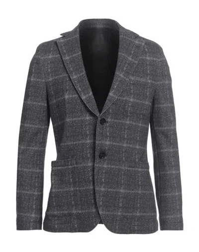 Paoloni Man Blazer Midnight Blue Size 46 Cotton, Elastane