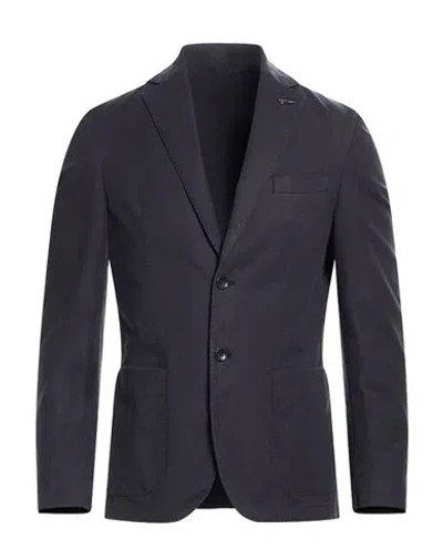Paoloni Man Blazer Midnight Blue Size 46 Cotton, Elastane