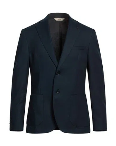 Paoloni Man Blazer Midnight Blue Size 46 Cotton, Elastane