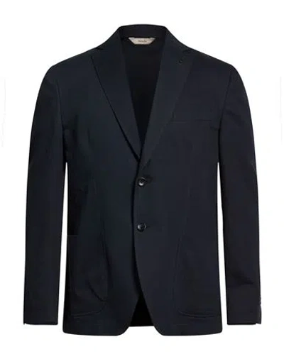 Paoloni Man Blazer Midnight Blue Size 46 Cotton, Linen In Black
