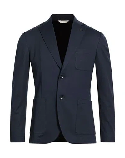 Paoloni Man Blazer Midnight Blue Size 46 Cotton, Polyamide, Elastane