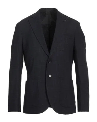 Paoloni Man Blazer Midnight Blue Size 44 Virgin Wool, Viscose, Polyester, Elastane