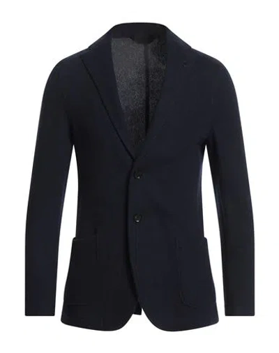 Paoloni Man Blazer Navy Size 44 Wool, Polyamide In Navy Blue