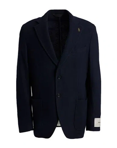 Paoloni Man Blazer Navy Size 46 Virgin Wool, Polyamide In Navy Blue