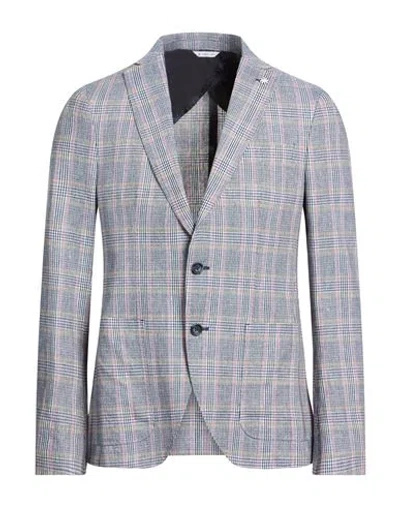Paoloni Man Blazer Navy Size 40 Cotton, Linen In Multi
