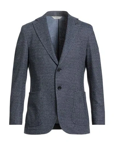 Paoloni Man Blazer Navy Size 42 Cotton, Virgin Wool, Polyamide, Cashmere In Blue