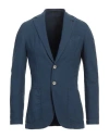 Paoloni Man Blazer Navy Size 42 Cotton, Viscose In Navy
