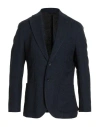 Paoloni Man Blazer Navy Size 42 Virgin Wool, Polyester, Cotton, Polyamide In Blue