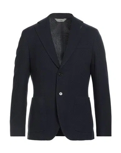 Paoloni Man Blazer Navy Size 42 Wool, Cotton In Blue