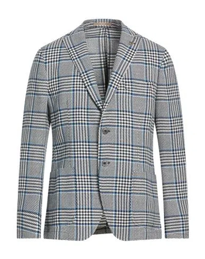 Paoloni Man Blazer Navy Size 44 Cotton, Linen In Gray