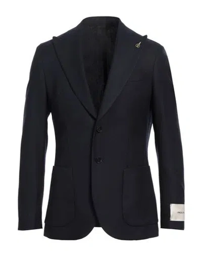 Paoloni Man Blazer Navy Size 44 Virgin Wool In Blue