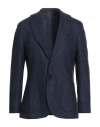 Paoloni Man Blazer Navy Size 44 Virgin Wool, Silk, Synthetic Fibers, Cotton, Cashmere In Blue