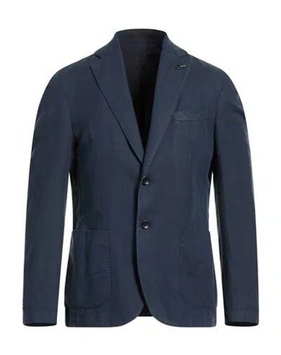 Paoloni Man Blazer Navy Size 46 Cotton, Linen In Blue