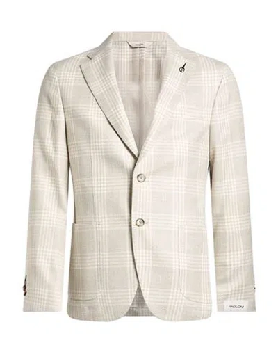 Paoloni Man Blazer Off White Size 36 Virgin Wool, Silk, Wool In Metallic