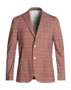 Paoloni Man Blazer Rust Size 42 Cotton, Elastane In Red