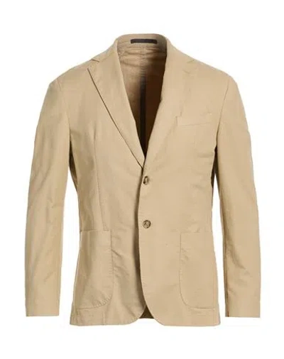Paoloni Man Blazer Sand Size 46 Cotton, Elastane In Neutral