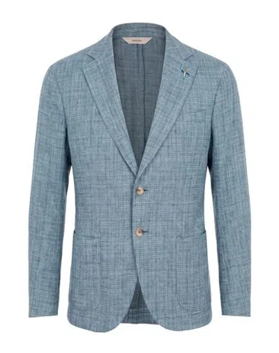 Paoloni Man Blazer Sky Blue Size 40 Virgin Wool, Cotton, Linen, Elastane