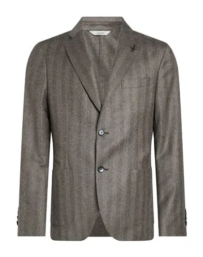 Paoloni Man Blazer Taupe Size 36 Virgin Wool In Multi