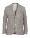 Paoloni Man Blazer Taupe Size 40 Virgin Wool, Linen In Grey