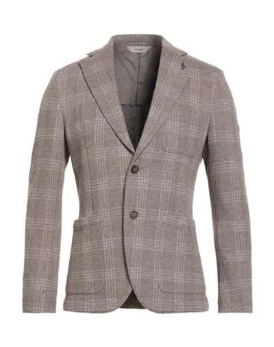 Paoloni Man Blazer Taupe Size 42 Cotton, Polyamide In Neutral