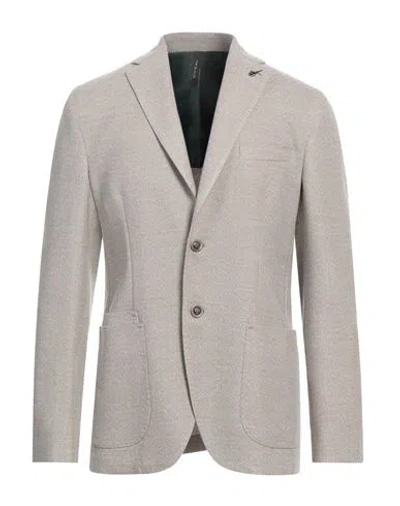 Paoloni Man Blazer Taupe Size 42 Virgin Wool, Elastane In Gray