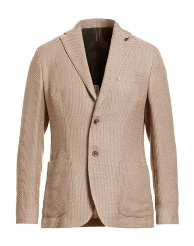 Paoloni Man Blazer Taupe Size 46 Virgin Wool, Cotton In Neutral
