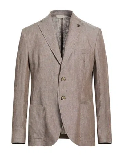 Paoloni Man Blazer Taupe Size 48 Linen In Neutral