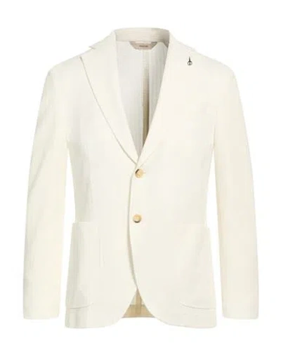 Paoloni Man Blazer White Size 44 Cotton