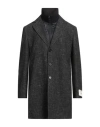 Paoloni Man Coat Black Size 40 Wool, Cotton, Polyester, Acrylic, Polyamide In Gray