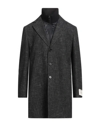 Paoloni Man Coat Black Size 40 Wool, Cotton, Polyester, Acrylic, Polyamide In Gray