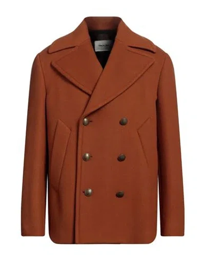 Paoloni Man Coat Brown Size 40 Virgin Wool, Polyamide