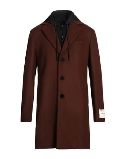Paoloni Man Coat Brown Size 40 Virgin Wool, Polyamide, Cashmere